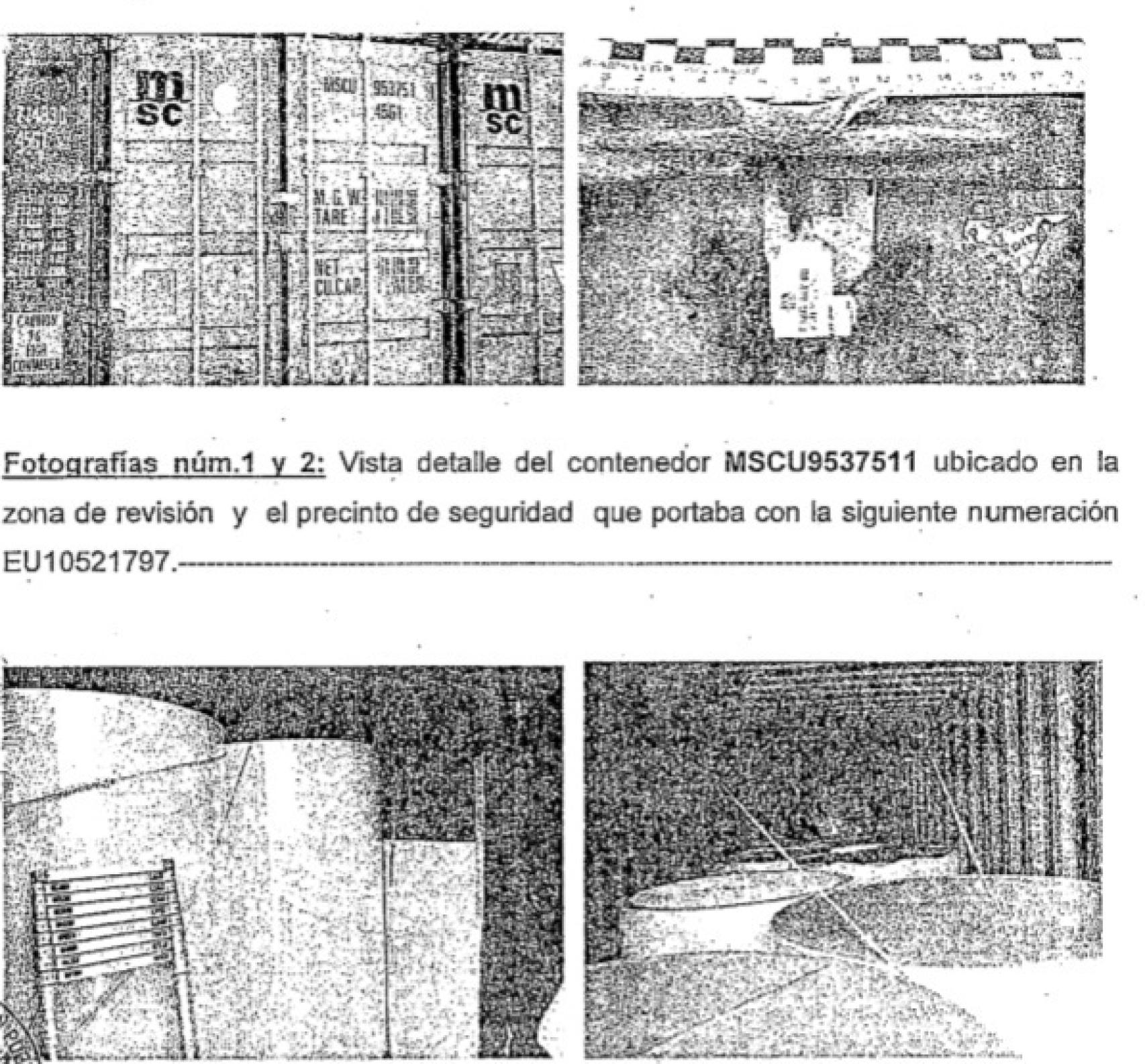 Algunos de los contenedores incautados al clan con la droga.