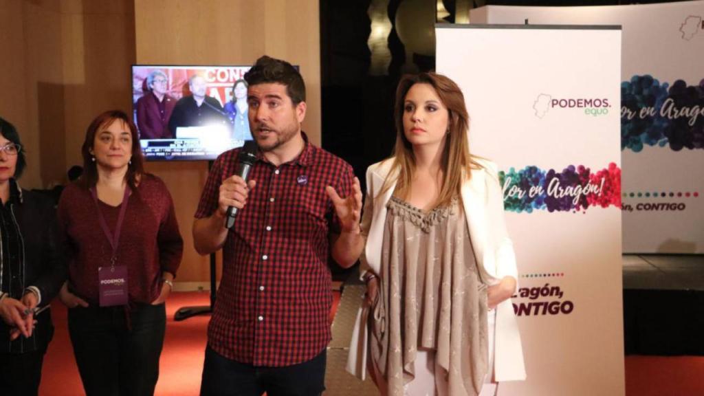 Nacho Escartín, secretario general autonómico de Podemos Aragón, tras conocer los resultados del 26-M.