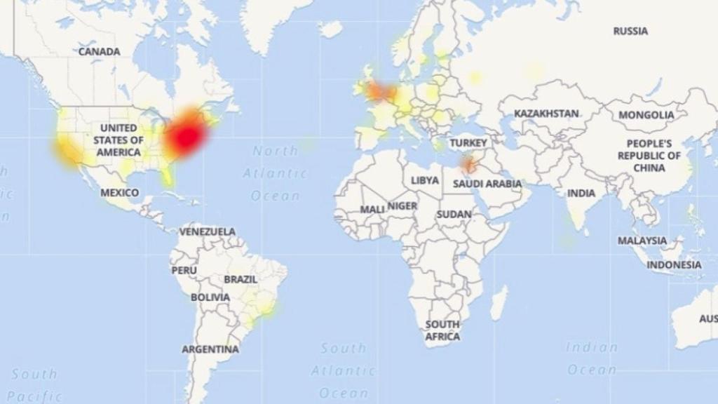 Mapa de la caída de Google.