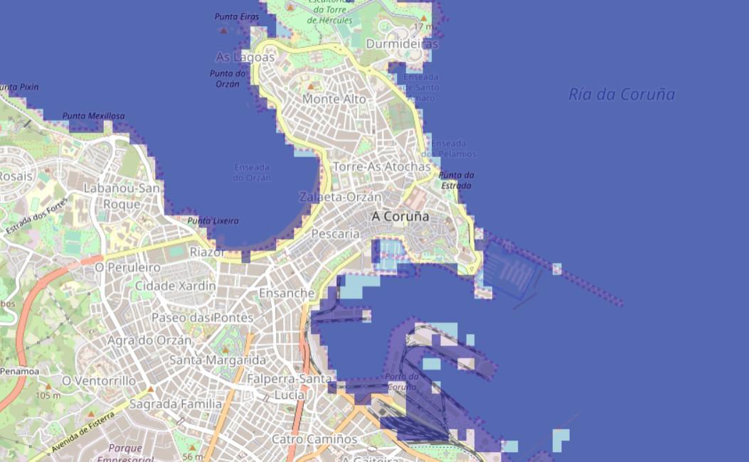 Una subida de 5 metros anegaría el puerto de A Coruña y las playas de Riazor y Orzán