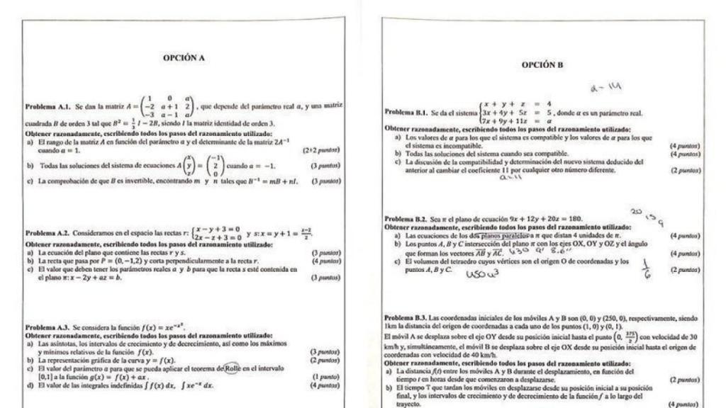 El examen de Matemáticas en la Comunidad Valenciana, denunciado como el más difícil.