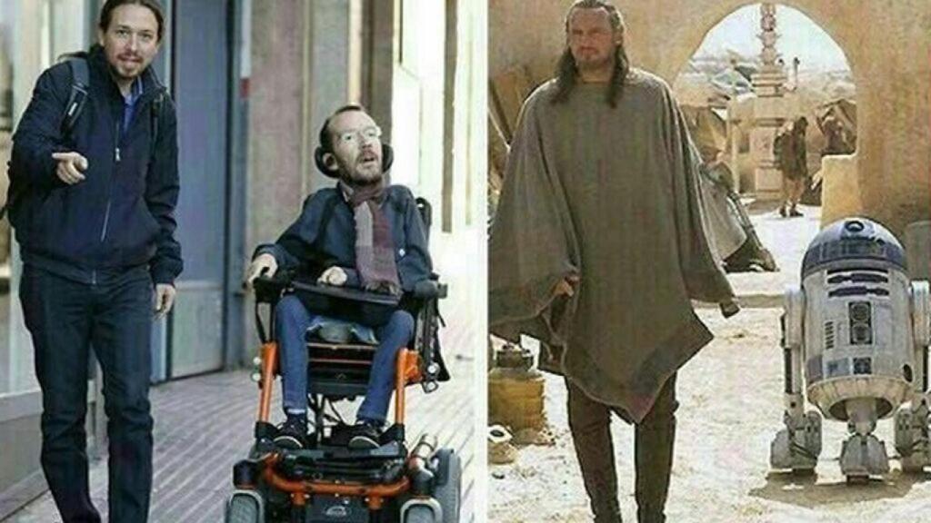 Meme publicado por Pablo Iglesias comparando a Echenique con R2D2.