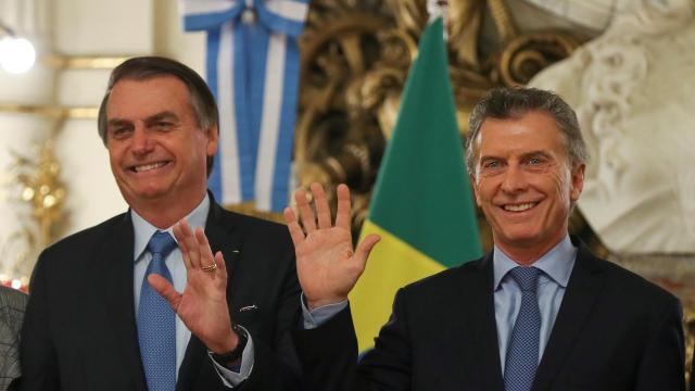 Jair Bolsonaro en la Casa Rosada junto a Mauricio Macri.