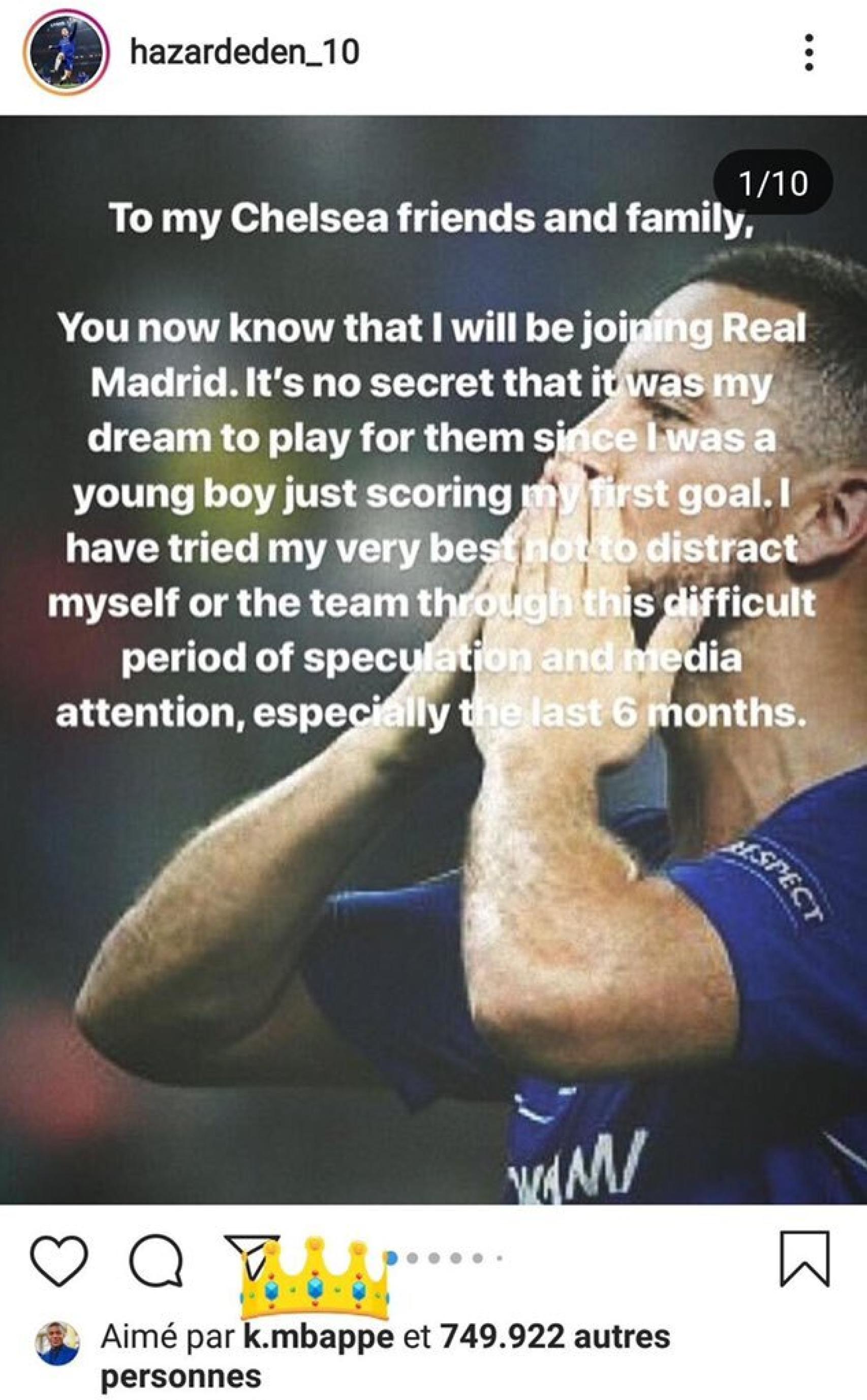 El guiño de Mbappé a Hazard