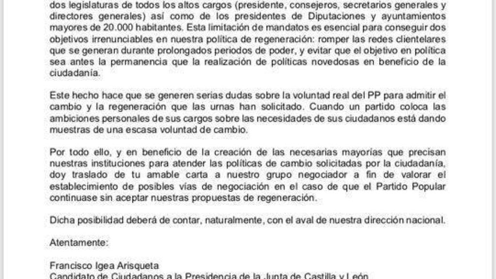 Respuesta de Francisco Igea a Tudanca.