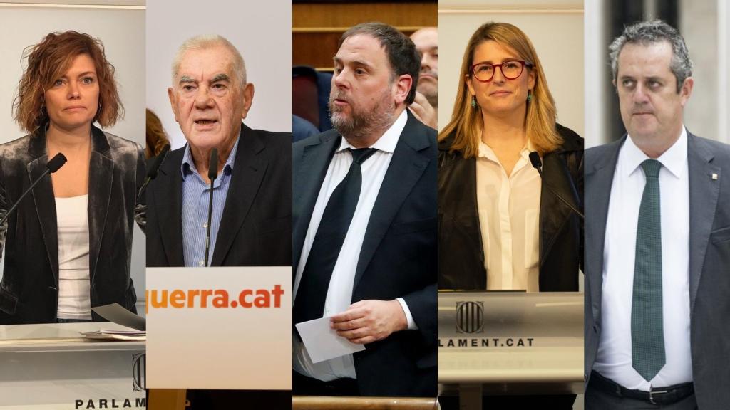 Elisenda Alamany, Ernest Maragall, Oriol Junqueras, Elsa Artadi y Joaquim Forn.