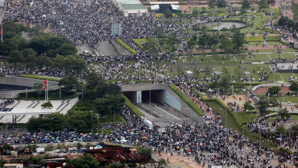 La manifestación en Hong Kong el pasado martes.