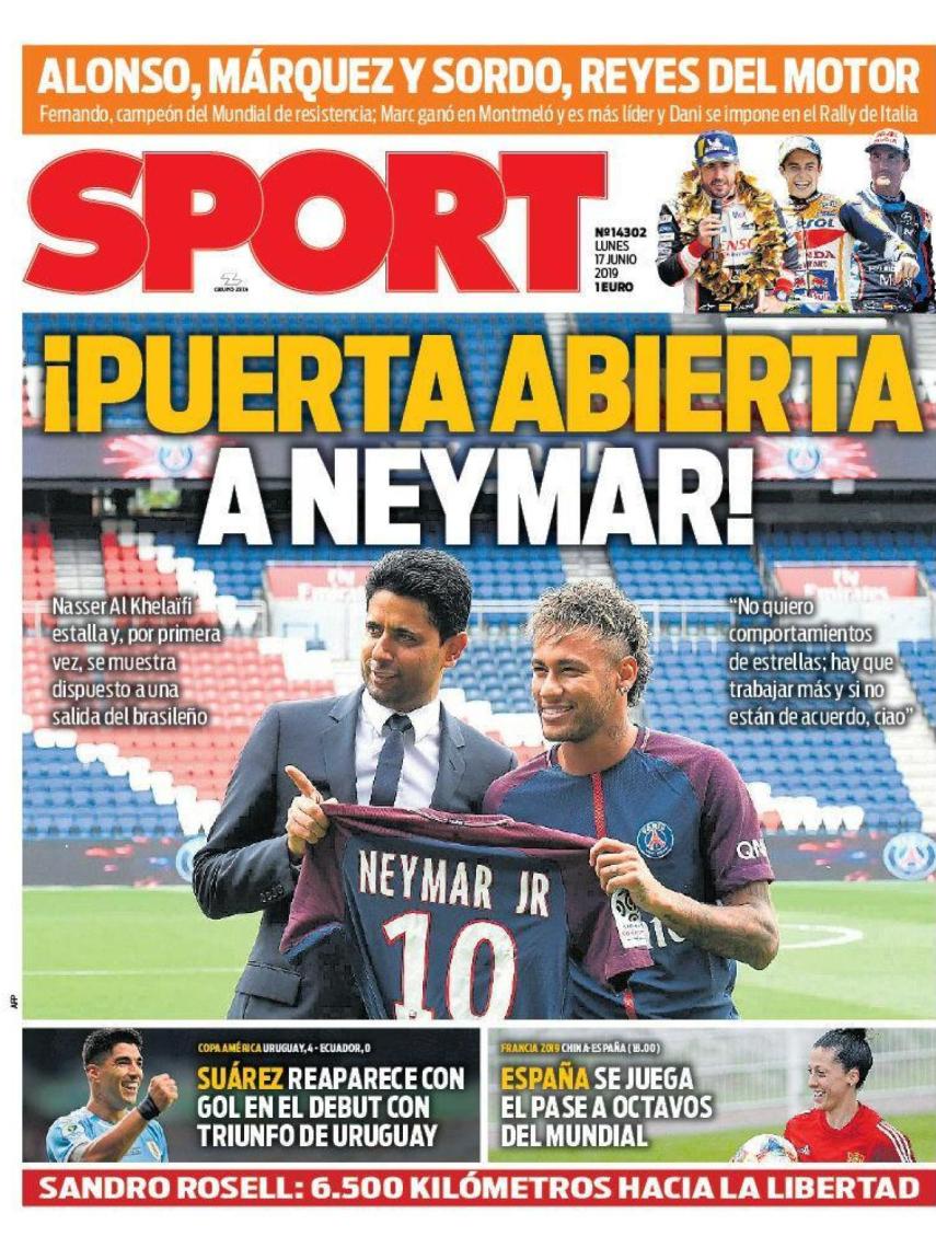 La portada del diario Sport (17/06/2019)