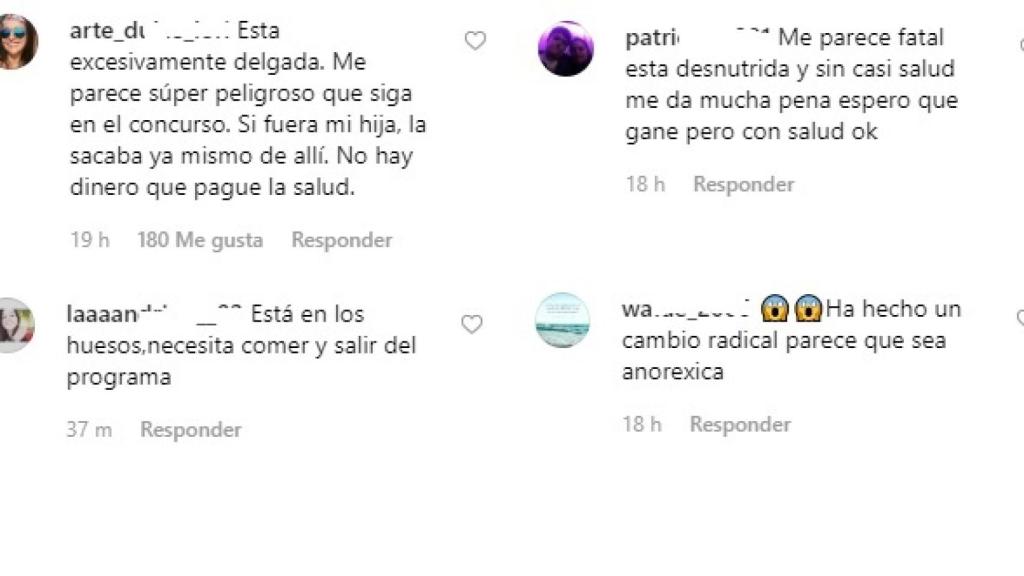 Capturas de usuarios de Instagram.