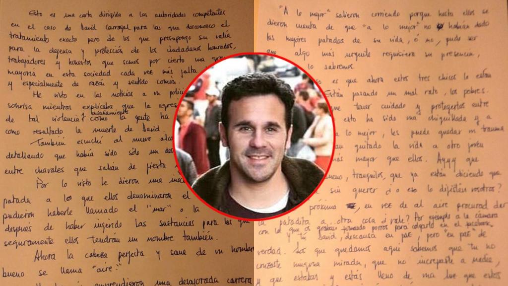La carta que han escrito familiares de David Carragal