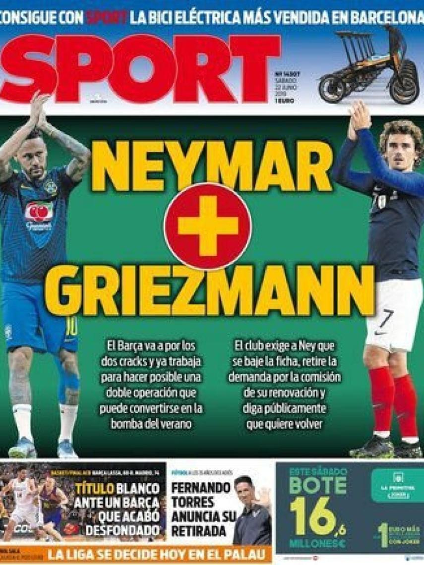 La portada del diario Sport (22/06/2019)