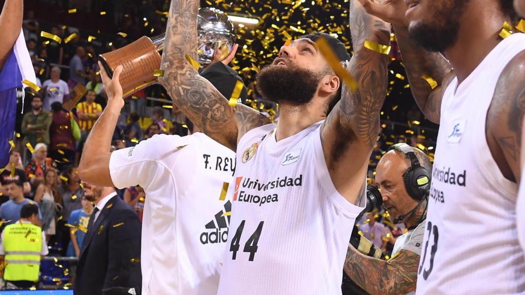 Celebración del Real Madrid en el Palau
