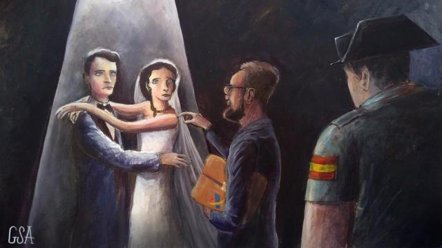 Dos inspectores y la Guardia Civil se presentaron en el banquete para embargarlo.