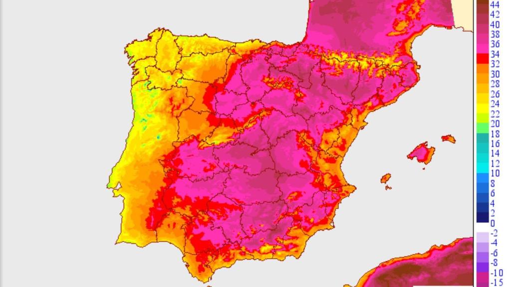 Previsión de temperaturas máximas para el miércoles 26 de junio / AEMET.