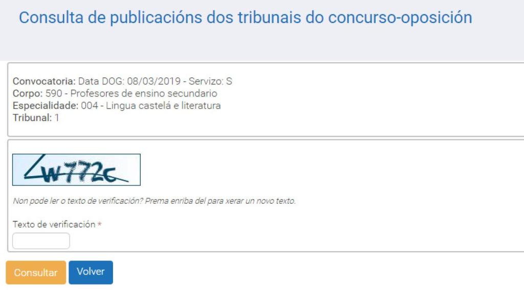 Pantalla de instrucciones (en gallego) de la oposición para profesor de Lengua Castellana.