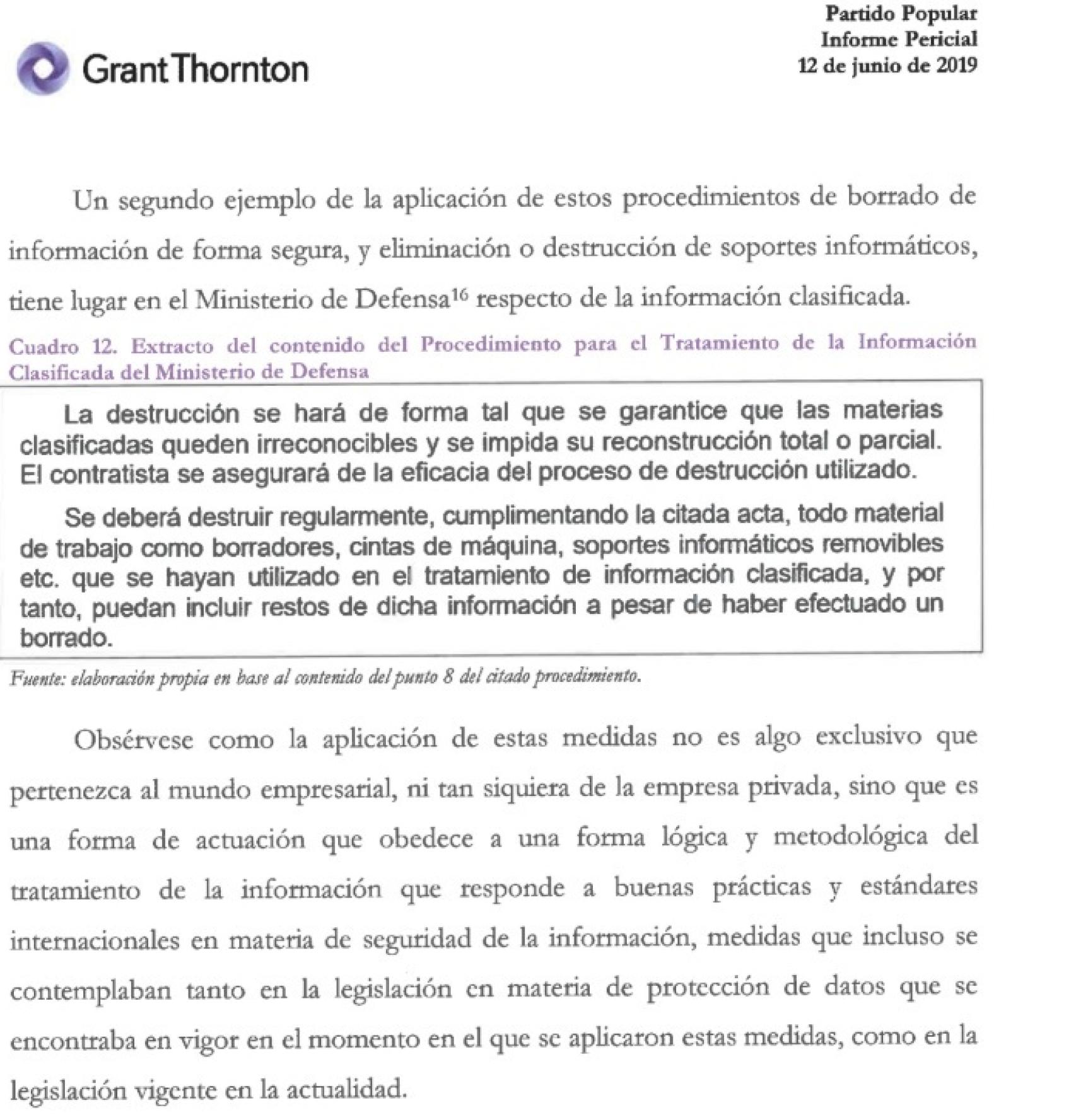 Página del informe pericial aportado por el Partido Popular.