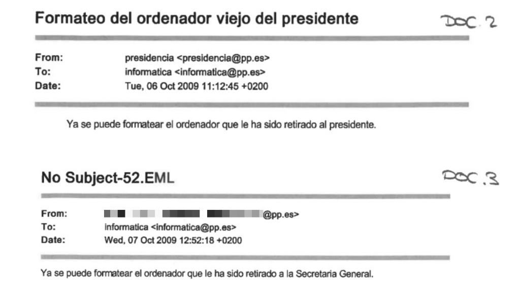 Órdenes del Partido Popular para formatear los ordenadores de Rajoy y Cospedal.