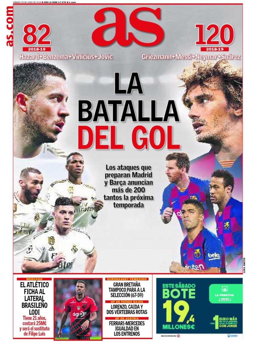 La portada del diario AS (29/06/2019)
