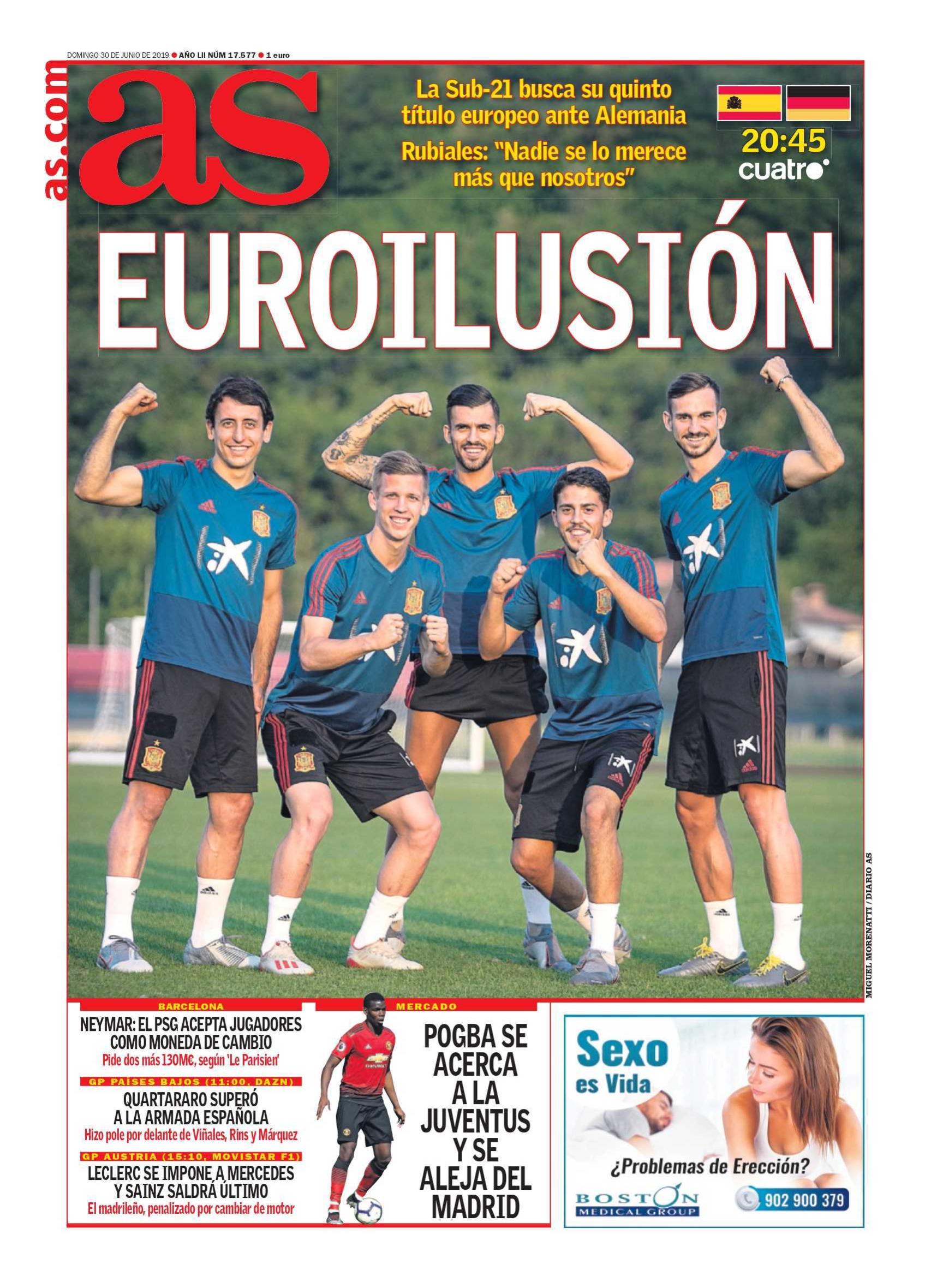 Portada del diario AS (30/06/2019)