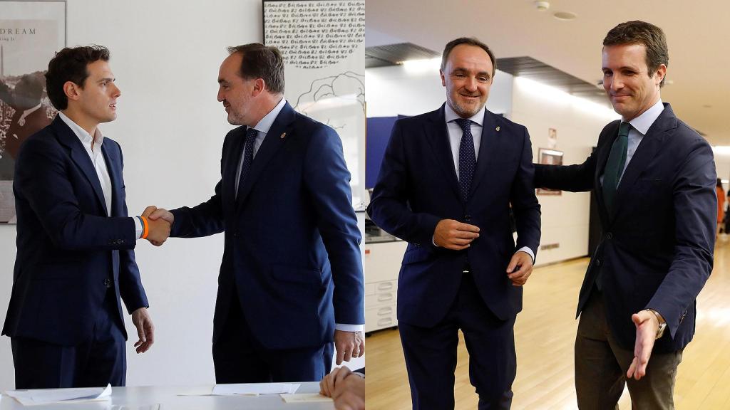 Las dos reuniones que debió mantener Esparza ante la negativa de Rivera a posar con Casado.