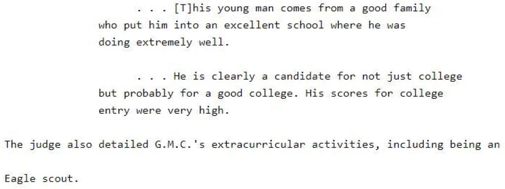 Extracto del informe de apelación en el que aparecen las afirmaciones del juez.