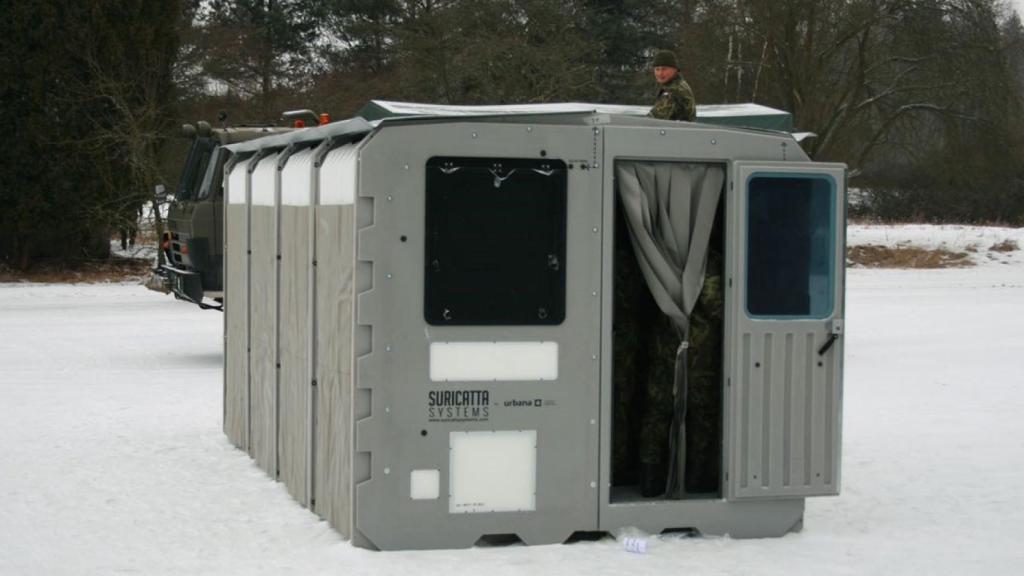 Uno de los 'alojamientos transitorios' de Suricatta instalado en condiciones climáticas extremas.