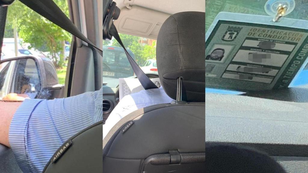 El taxista haciendo un crucigrama al volante, y fumando un cigarrillo.