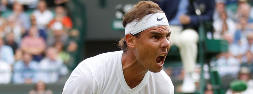 Nadal, celebrando un punto en el su partido de cuartos de final de Wimbledon.