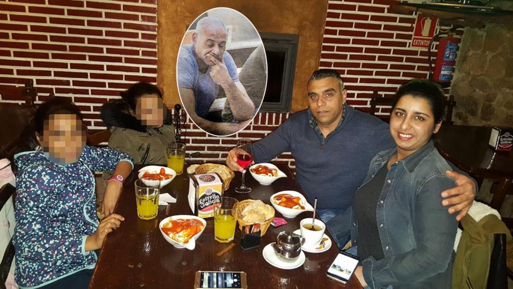 Las hijas de Monika a la izq., su cuñado en el centro, y el matrimonio a la dcha.