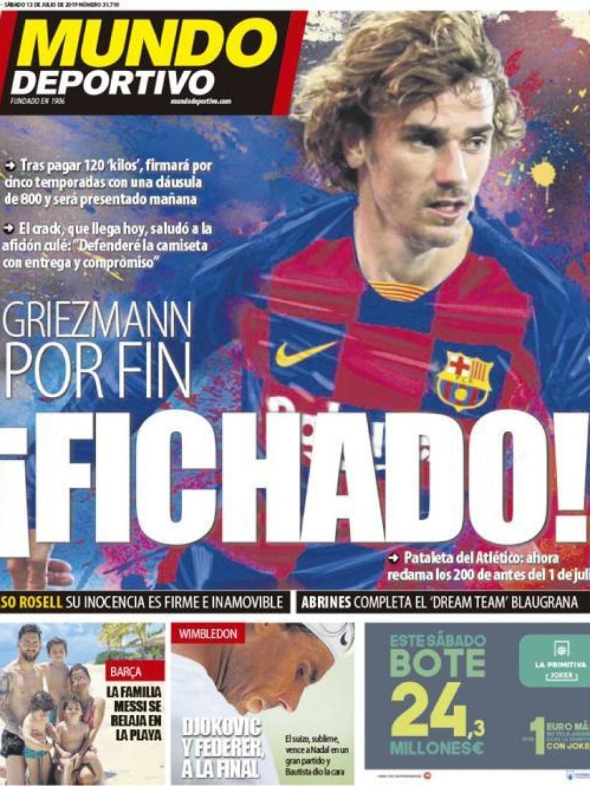 La portada del diario Mundo Deportivo (13/07/2019)