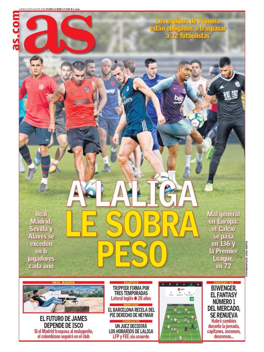 La portada del diario AS (18/07/2019)