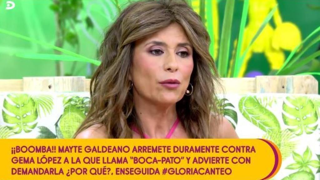Gema López respondiendo a Maite Galdeano y Gil-Silgado en 'Sálvame'.