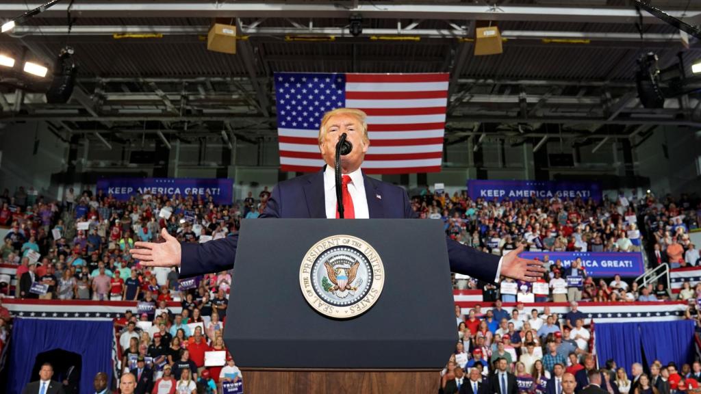 Donald Trump en un acto de campaña en Carolina del Norte este miércoles
