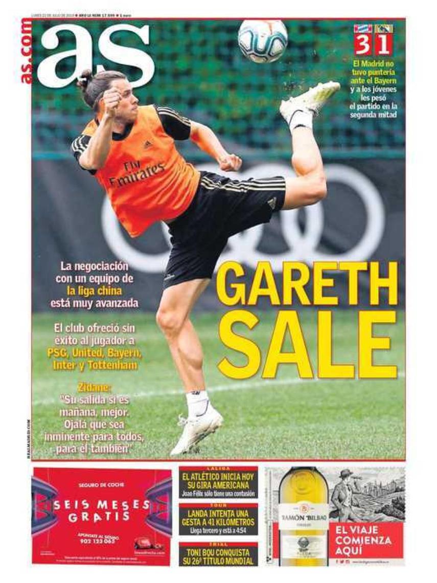 La portada del diario AS (22/07/2019)