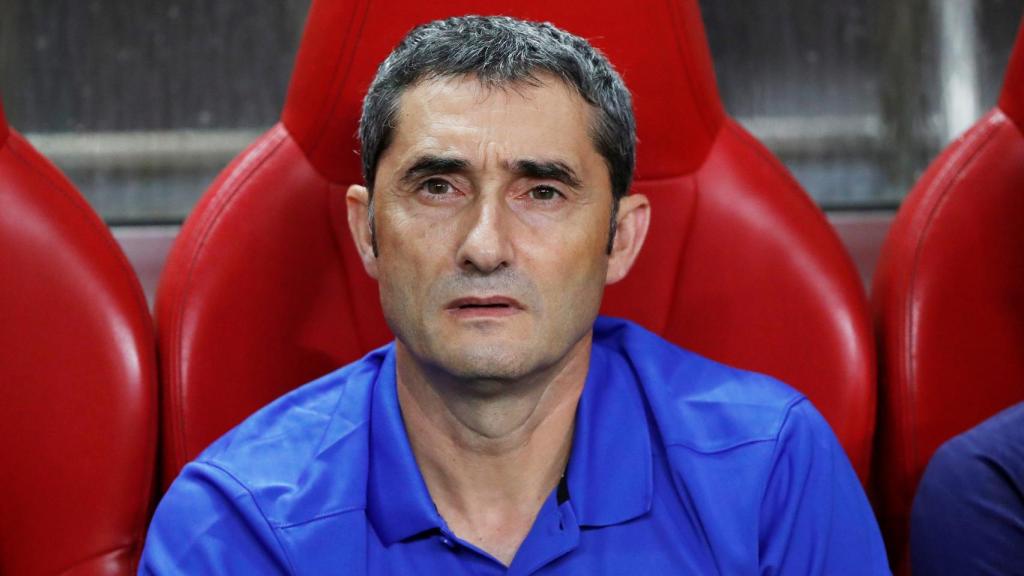 Ernesto Valverde, en un partido del Barcelona