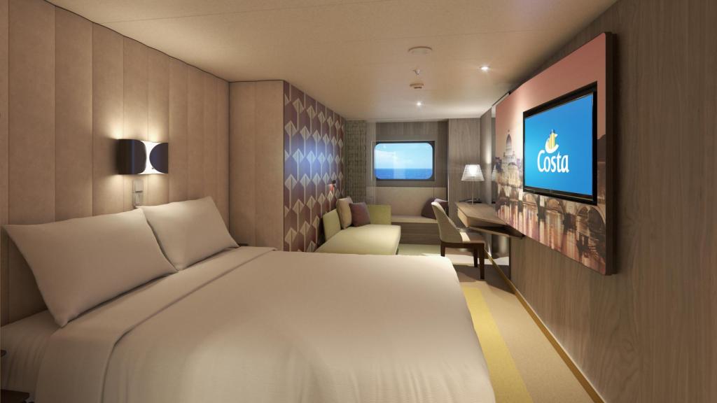 Suite con todo lujo de detalles del Costa Smeralda.