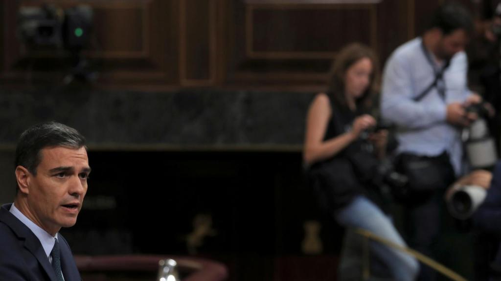 Pedro Sánchez responde a Iglesias en la fracasada sesión de investidura.