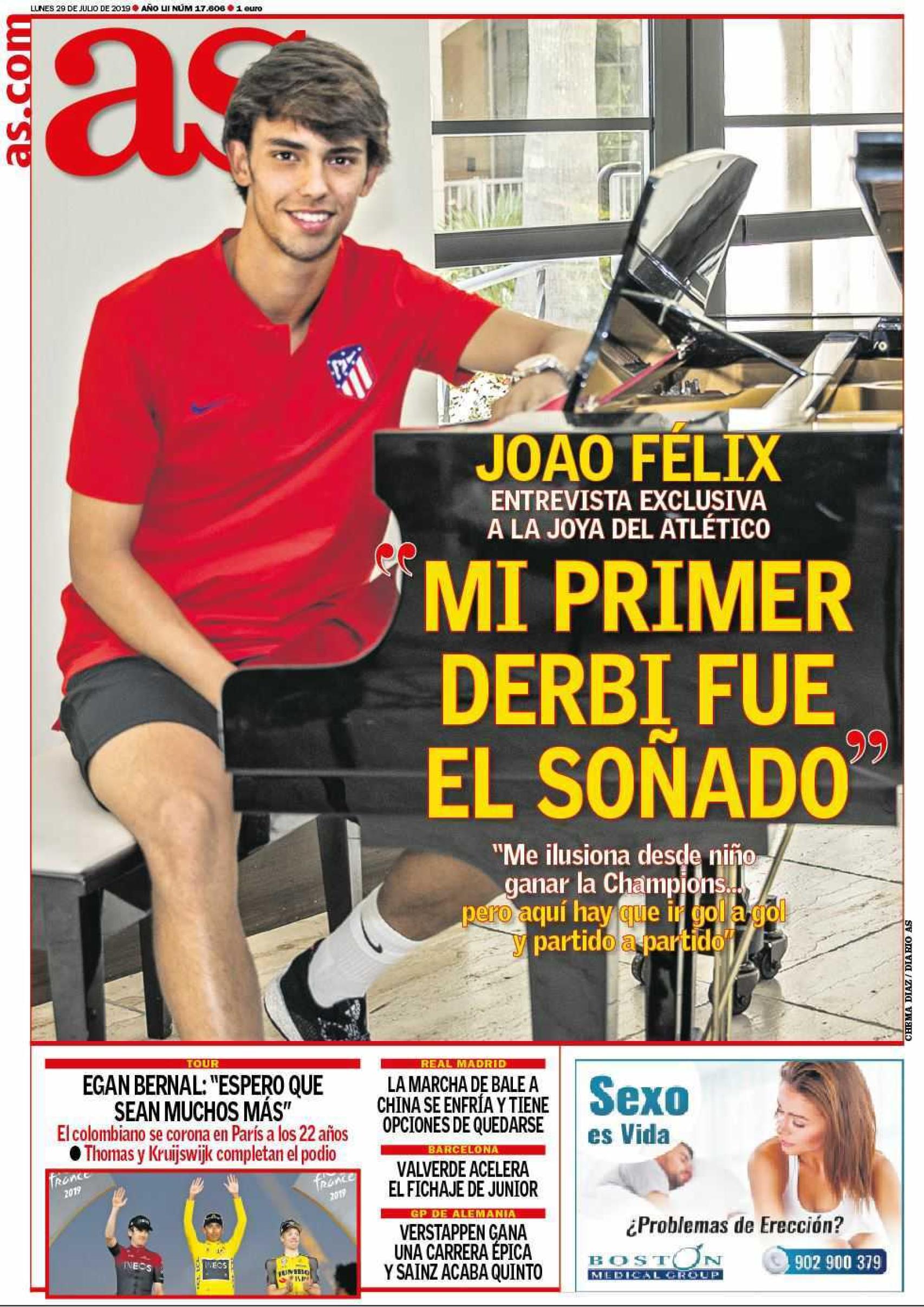 La portada del diario AS (29/07/2019)