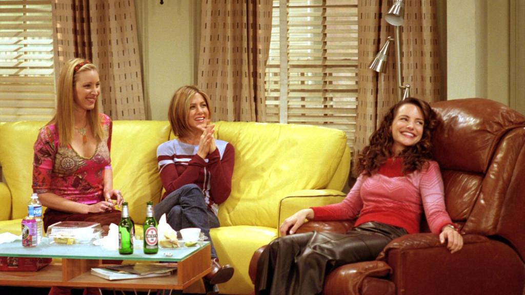 Las actrices Lisa Kudrow, Jennifer Aniston y Kristin Davis durante uno de los rodajes.