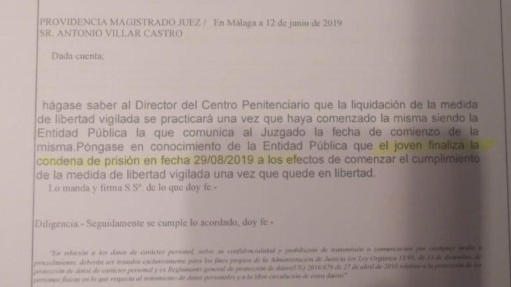 Auto libertad por cumplimiento de condena de Rubén Vega Ramírez.