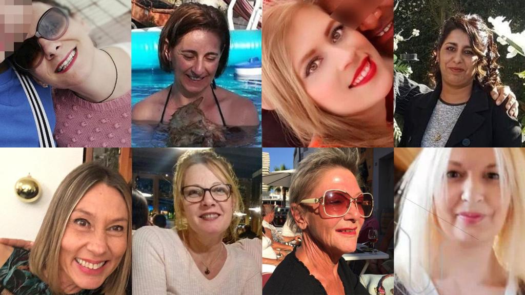 Rostros de 8 de las 12 víctimas de violencia de género de julio