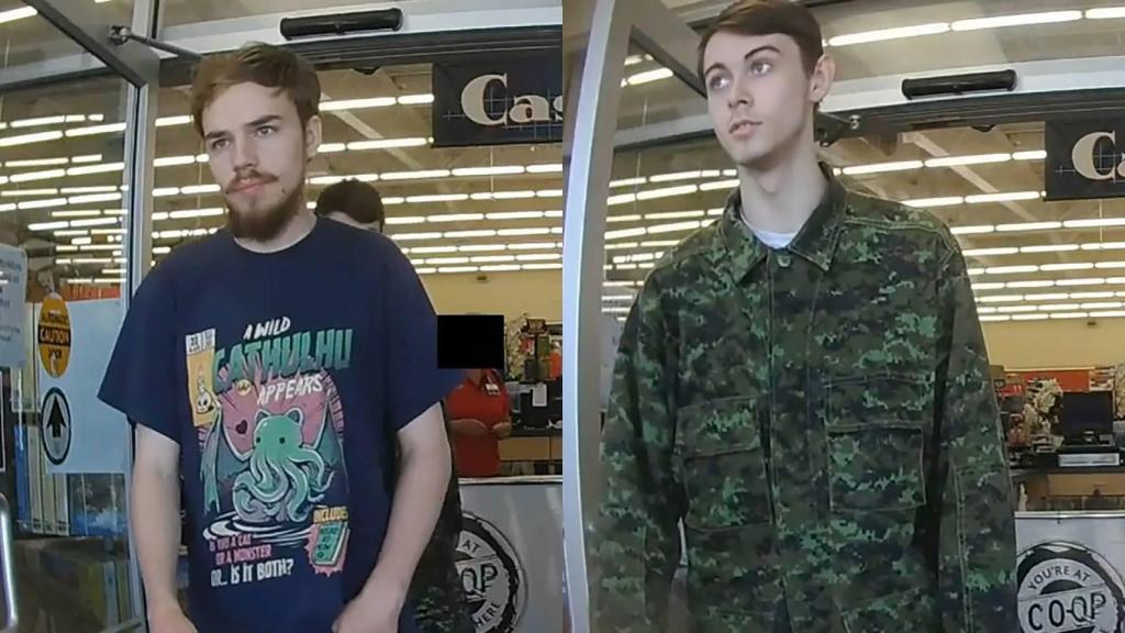 Los fugitivos Kam McLeod y Bryer Schmegelsky a la salida de una tienda.