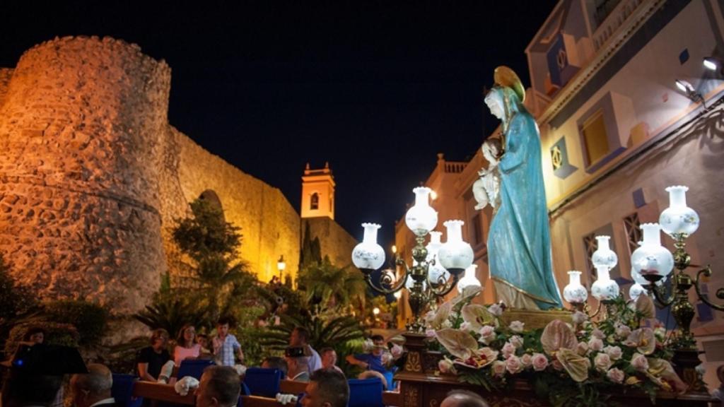 La Virgen de las Nieves durante las fiestas patronales.
