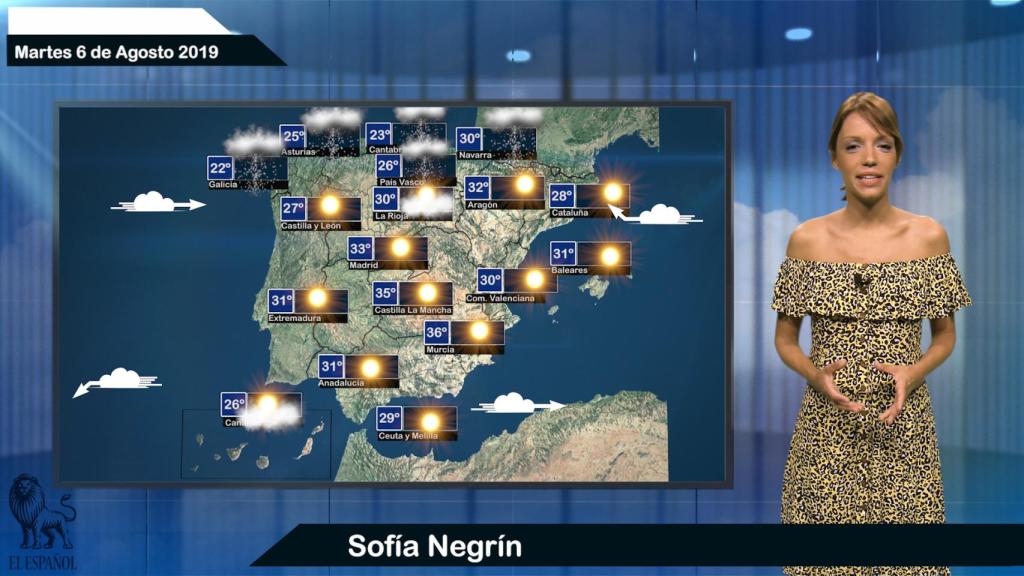 Fotograma de la predicción del tiempo de este martes.