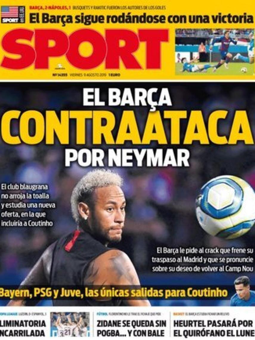 La portada del diario Sport (09/08/2019)