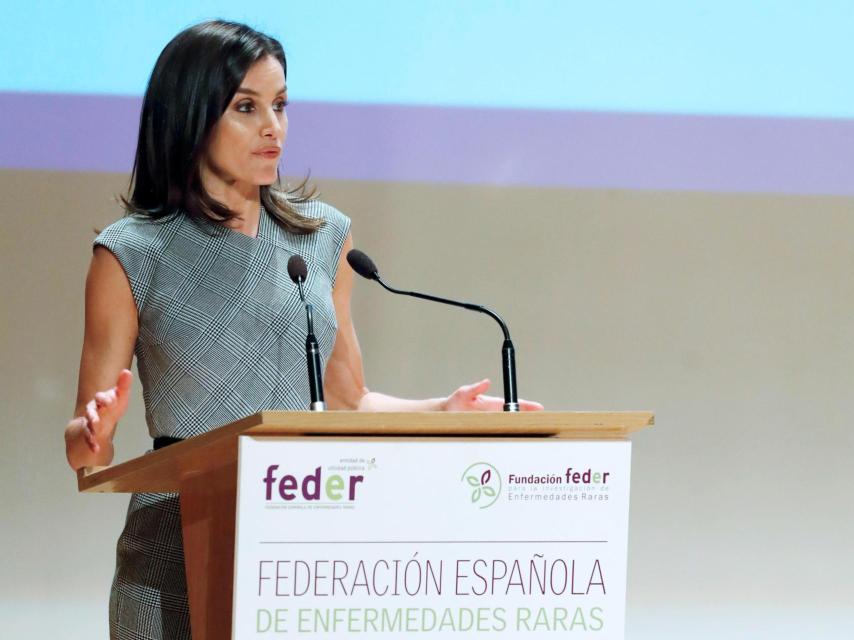 La reina Letizia durante el acto oficial del Día Mundial de las Enfermedades Raras en Madrid.