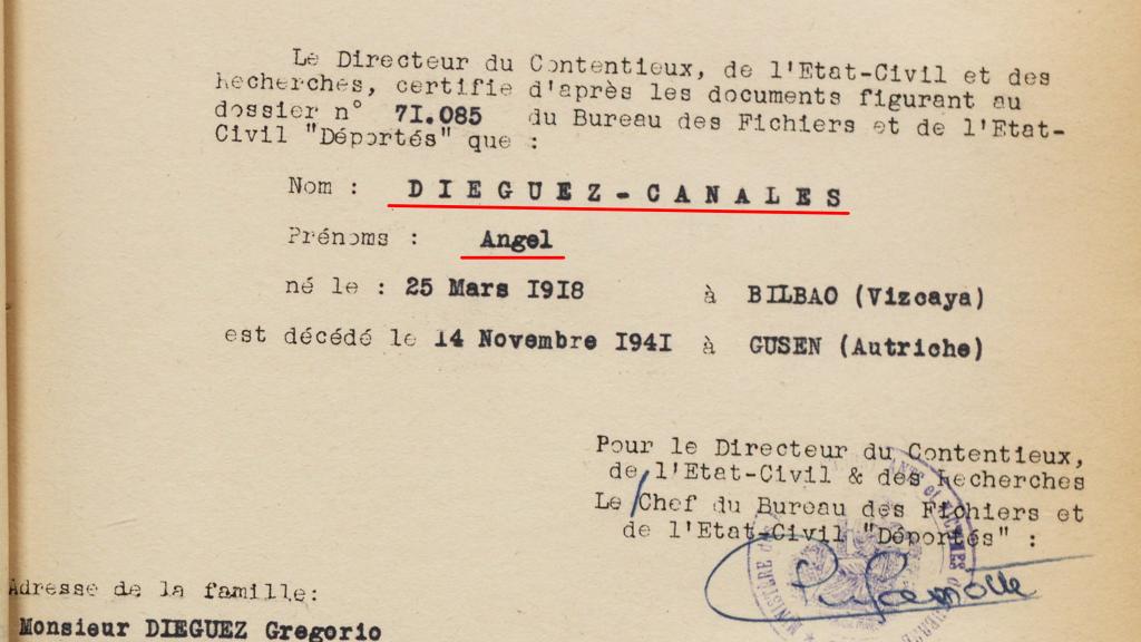 Parte de defunción de Ánguel Dieguez, tío de la ministra Isabel Celaá