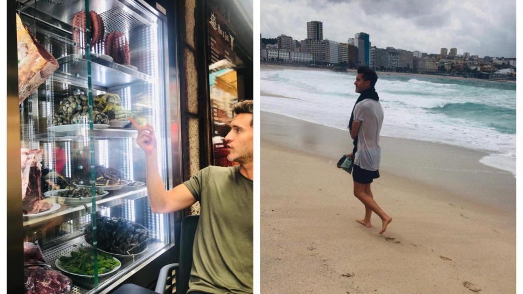 Félix Rodríguez eligiendo menú y paseando por la playa del Orzán