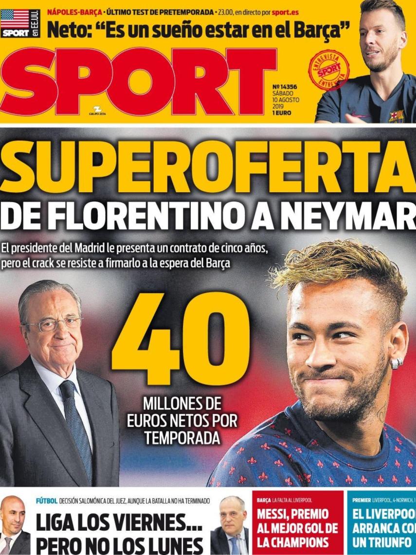 La portada del diario Sport (10/08/2019)
