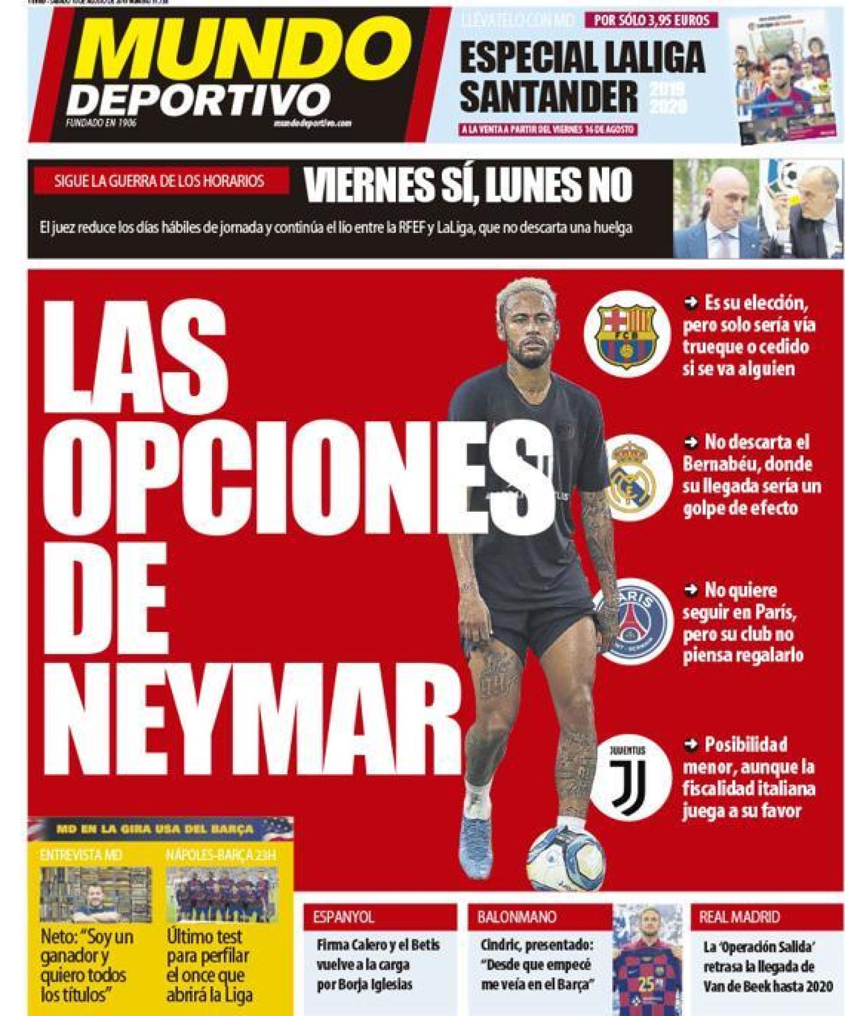 La portada del diario Mundo Deportivo (10/08/2019)